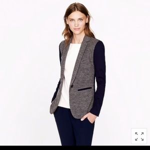 J Crew contrast grey and navy wool blend blazer